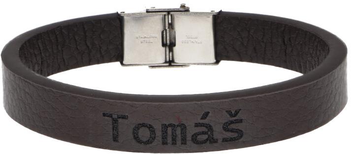 Ewena Kožený náramok hnedý s menom Tomáš
