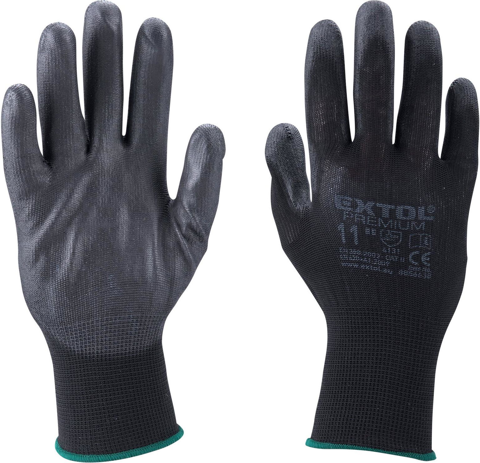 EXTOL PREMIUM Rukavice z polyesteru polomáčené v PU, čierne, veľkosť 11"