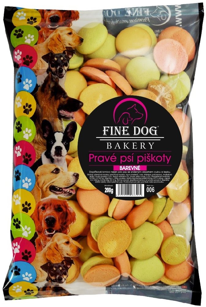 Fine Dog bakery piškóty pre psov 6 × 200 g farebné