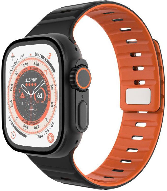 FIXED Silicone Magnetic Strap na Apple Watch 44/45/46/49 mm čierny