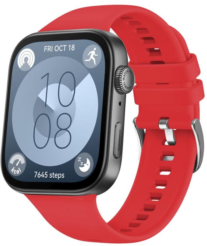 FIXED Silicone Strap na Huawei Watch FIT 3/4 červený