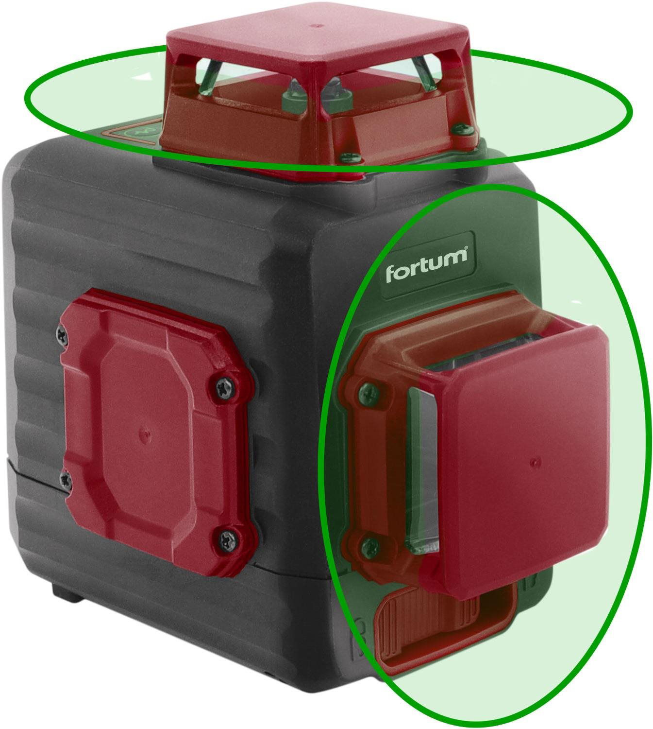 FORTUM laser zelený 2D líniový, krížový samonivelačný, 4780214