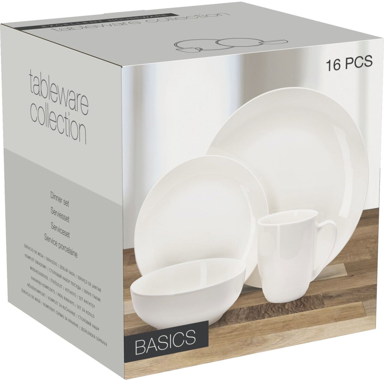 Gastro Súprava riadu 16-dielna Bone China, biely porcelán