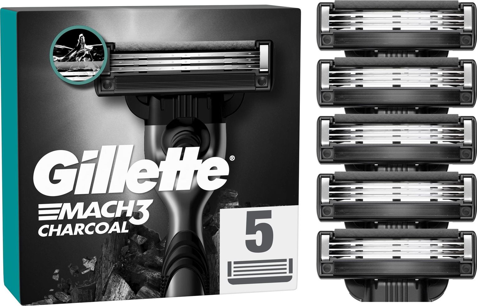 GILLETTE Mach3 Charcoal 5 ks