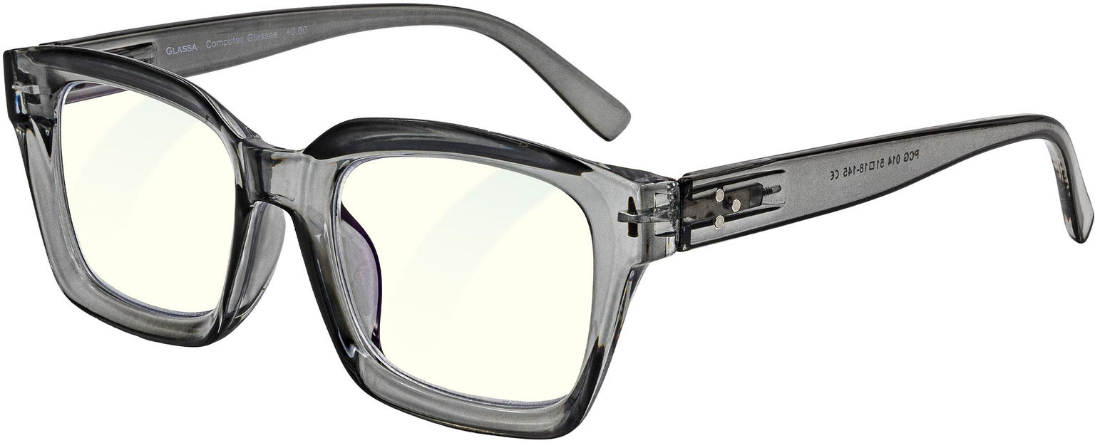 GLASSA Blue Light Blocking Glasses PCG 014, +2,50 dio, sivé transparentné