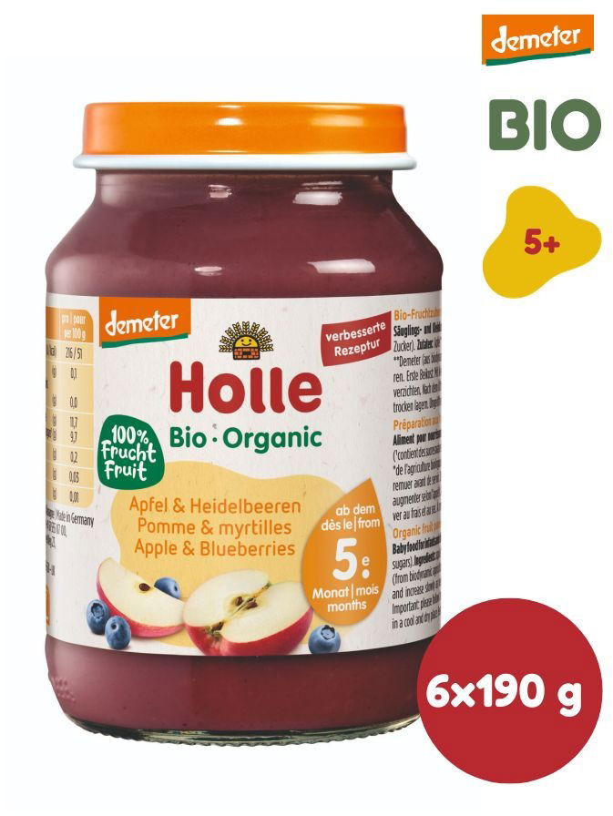 Holle bio Jablko a čučoriedka 6× 190 g
