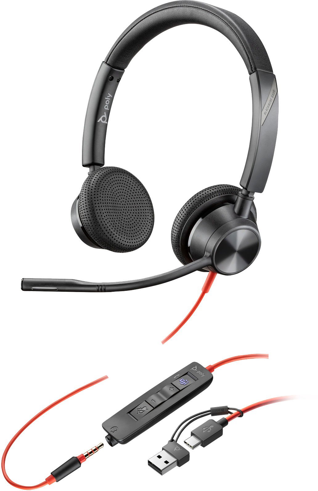 HP Poly Blackwire 3325 Stereo Microsoft Teams Certified USB-C, 3,5 mm, USB-C/A adaptér