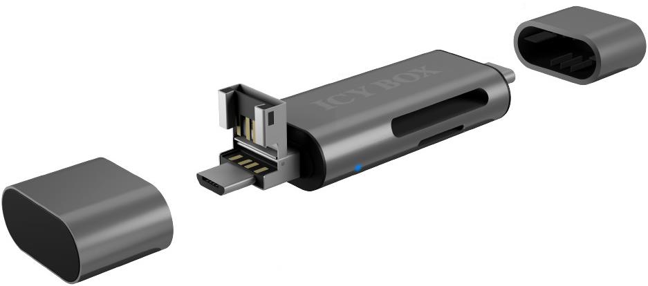Icy Box IB-CR200-C s duálnym konektorom USB-A/microUSB a USB-C