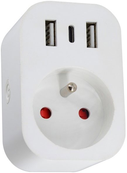 IMMAX NEO vnútorná s kolíkom, typ E, 2× USB, 1× USB-C, Zigbee