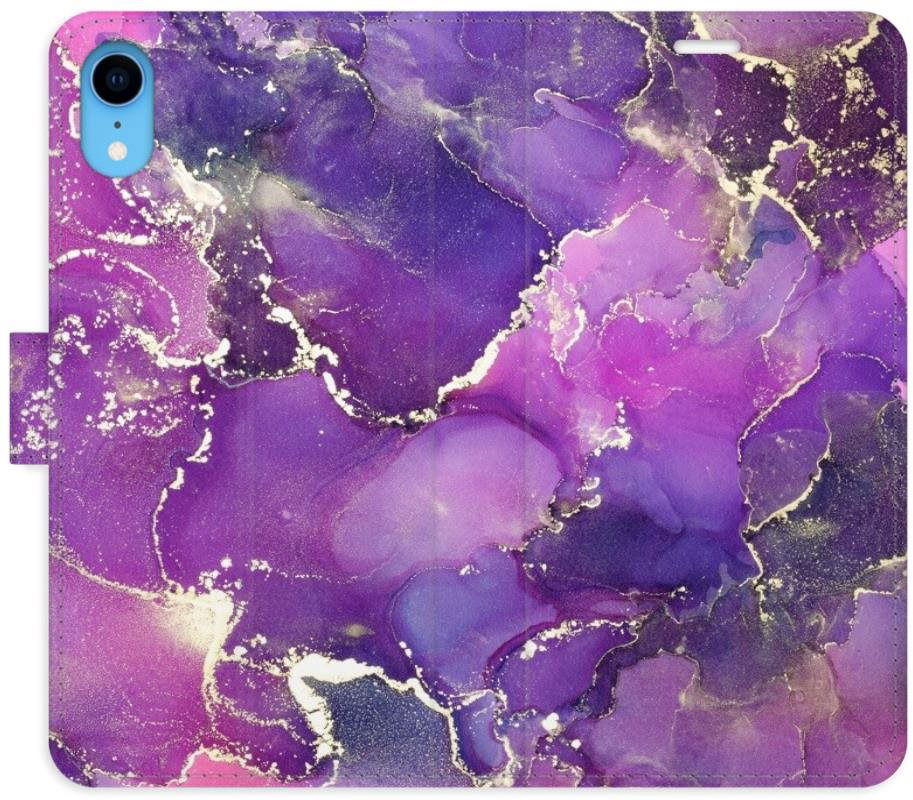 iSaprio flip puzdro Purple Marble na iPhone XR