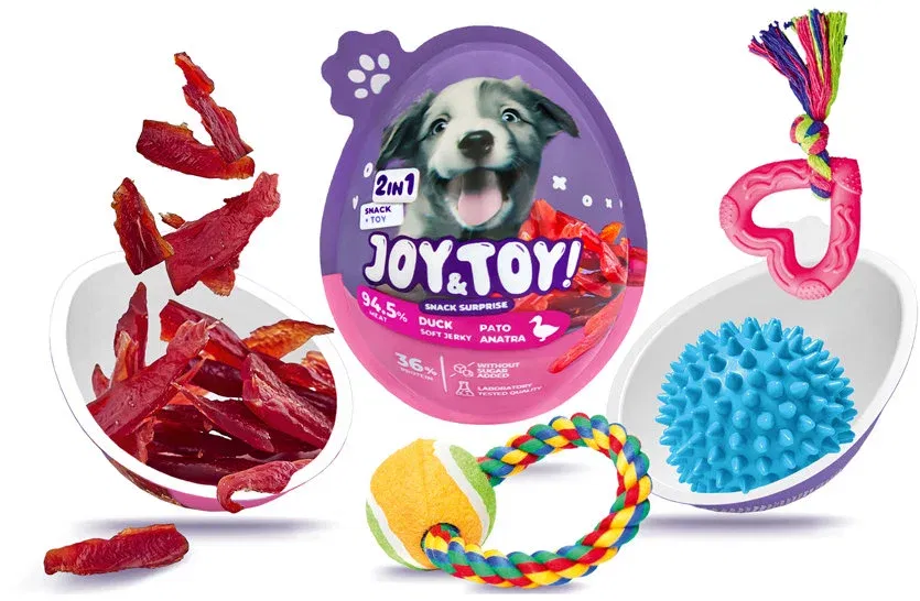 Joy & Toy Vajíčko pre psov s prekvapením Soft Jerky – kačacie mäsko