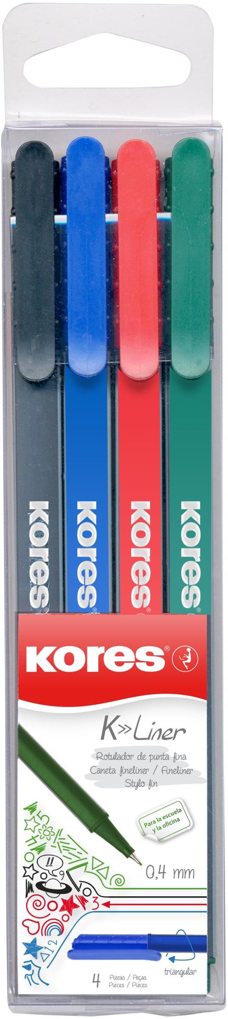 KORES K-Liner 0,4 mm – sada 4 farieb