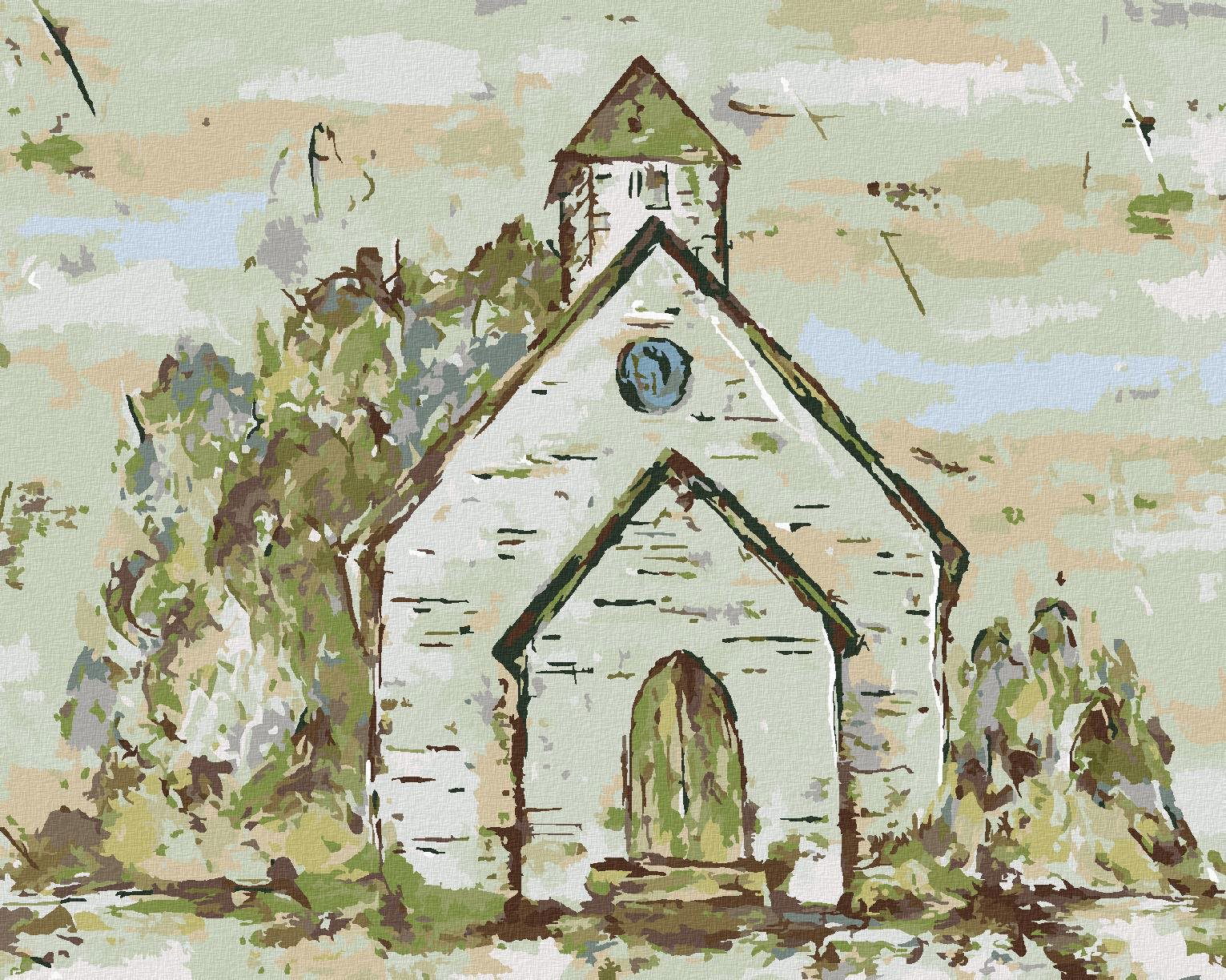 Kostol (Haley Bush), 80 × 100 cm, plátno napnuté na rám