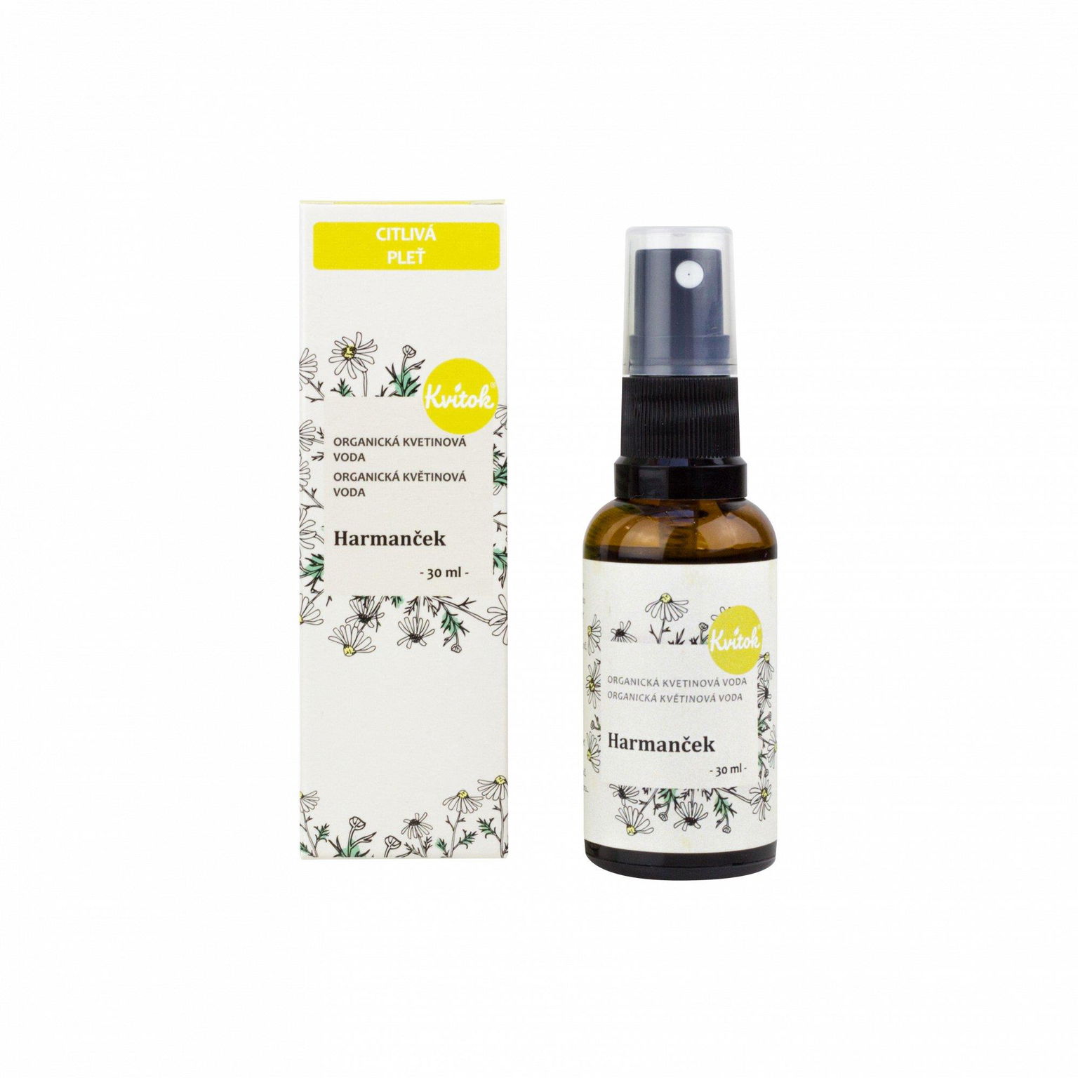 Kvitok Kvetová voda s rozprašovačom – harmanček BIO 30 ml