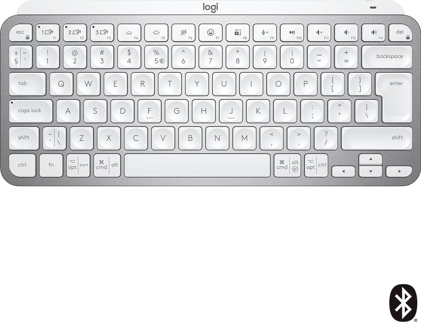 Logitech MX Keys Mini Minimalist Wireless Illuminated Keyboard, Pale Grey – US INTL