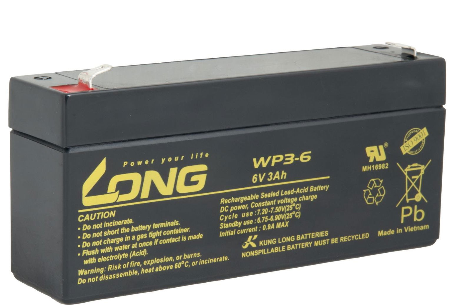 LONG batéria 6 V 3 Ah F1 (WP3-6)