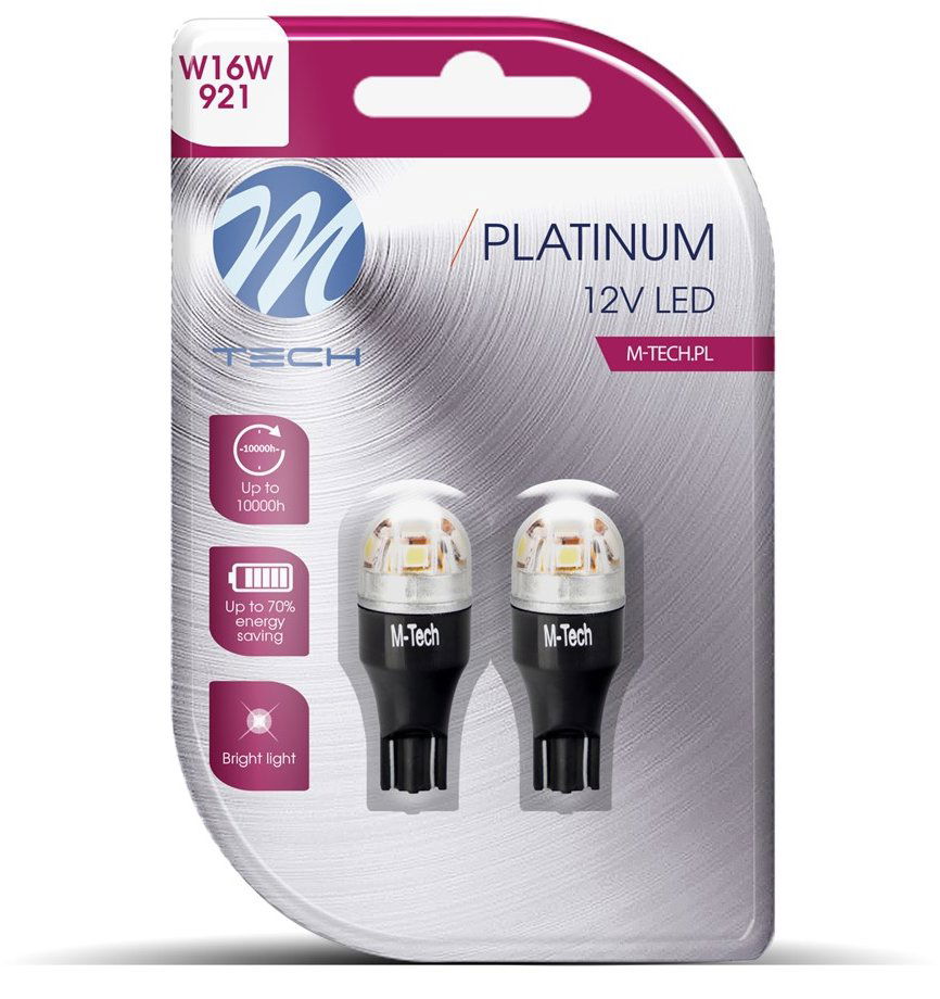 M-Tech W16W W2.1x9.5d 12 – 24 V 5 LED biele 2 ks