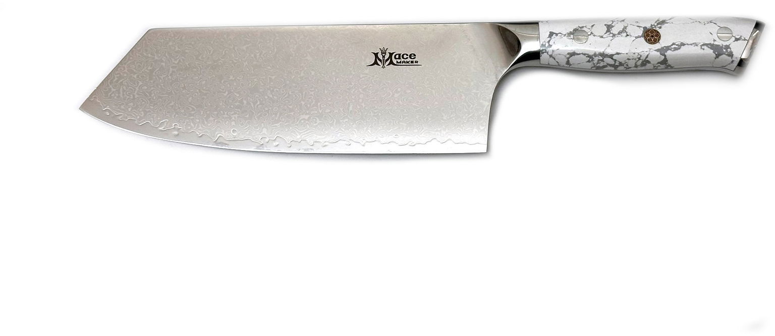 MaceMaker WHITE STONE CLEAVER SanMai Damaskový Kuchynský nôž