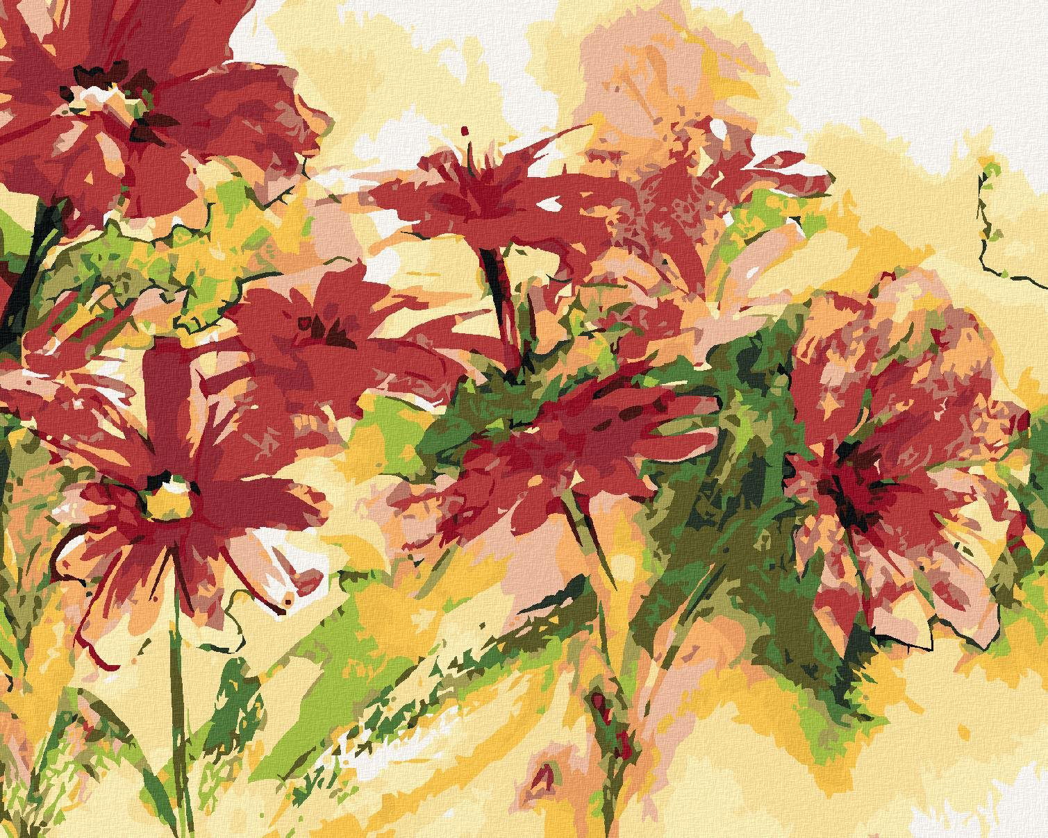 Maľovanie podľa čísel – Červené kvitnúce kvety, 80 × 100 cm, napnuté plátno na rám