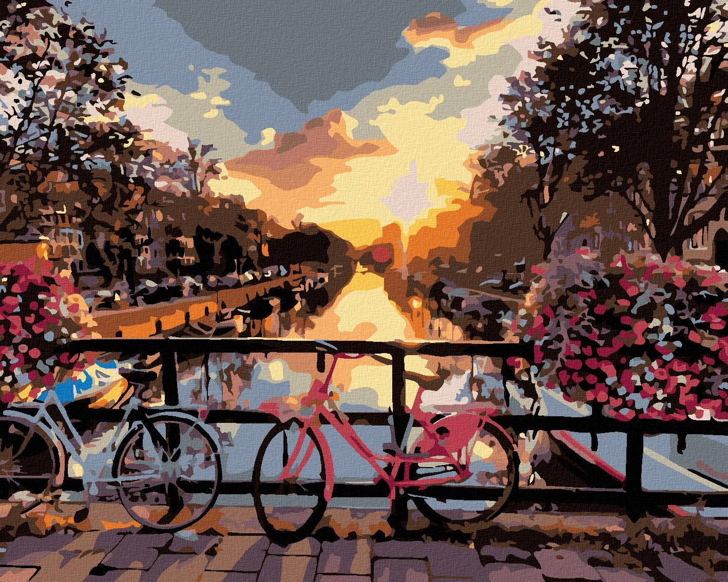 Maľovanie podľa čísel – Kola a kvety, 50 × 40 cm, plátno napnuté na ráme