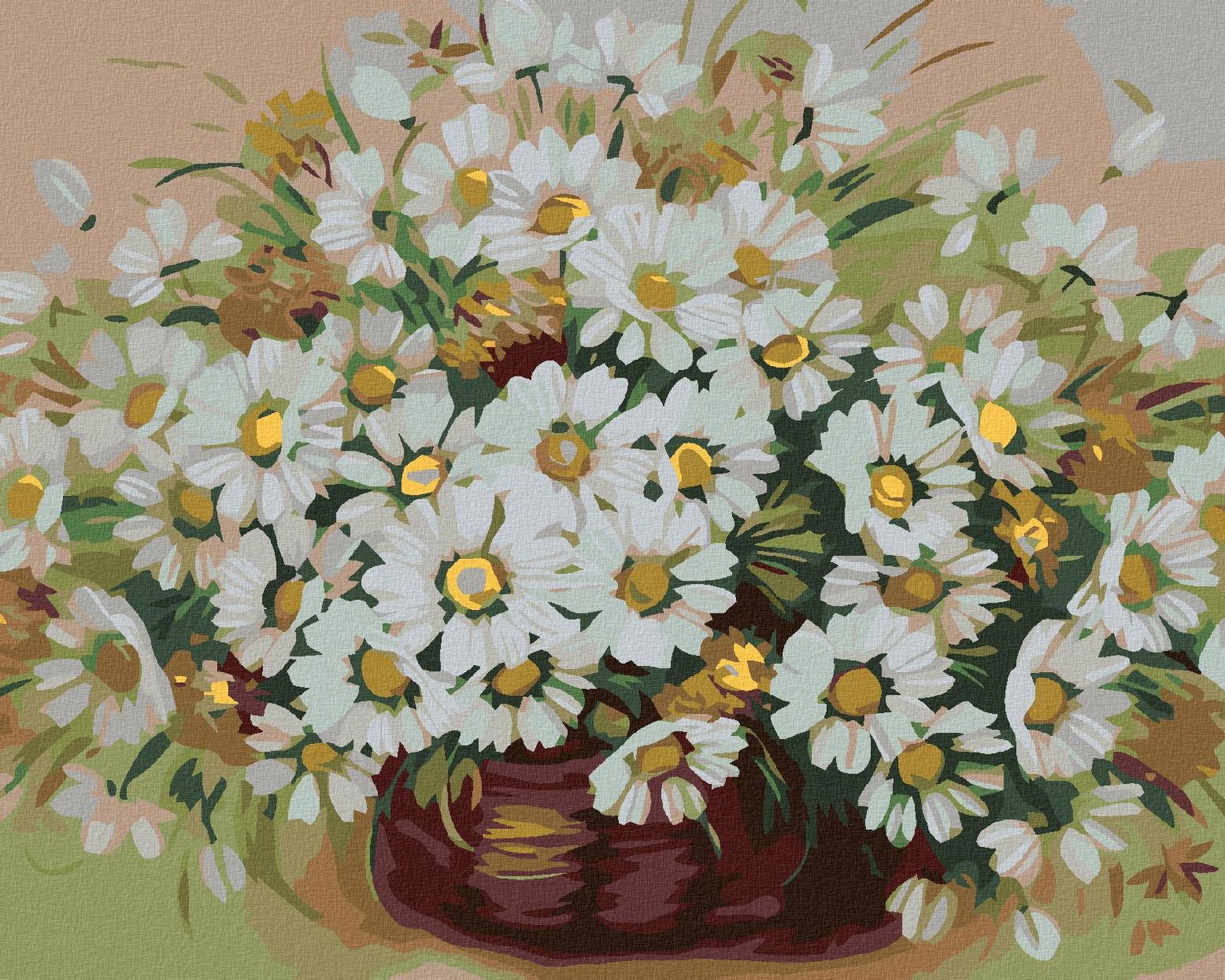 Maľovanie podľa čísel – Kytička margarétok, 50 × 40 cm, plátno napnuté na ráme
