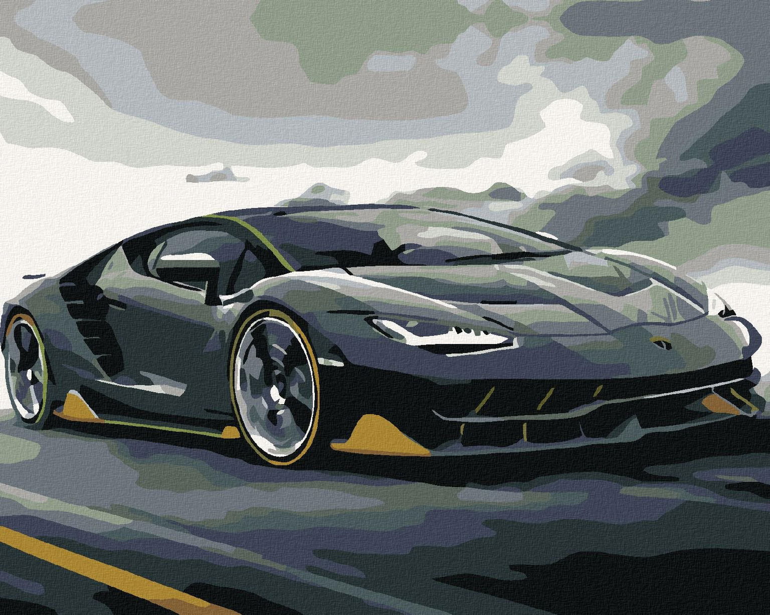 Maľovanie podľa čísel - Lamborghini, 100 x 80 cm, napnuté plátno na ráme