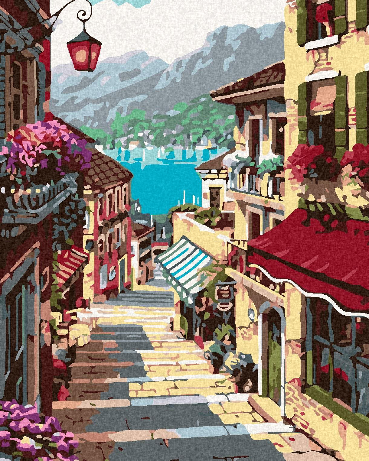 Maľovanie podľa čísel – Mestečko, 40 × 50 cm, bez rámu a bez napnutého plátna