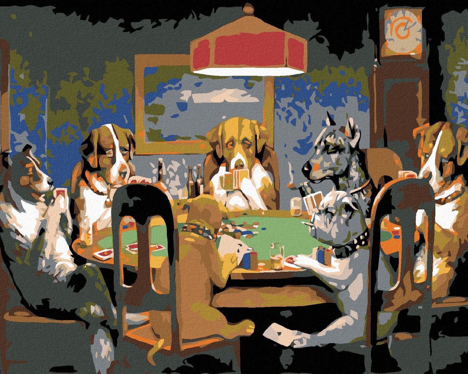 Maľovanie podľa čísel – Psí poker, 50 × 40 cm, napnuté plátno na rám
