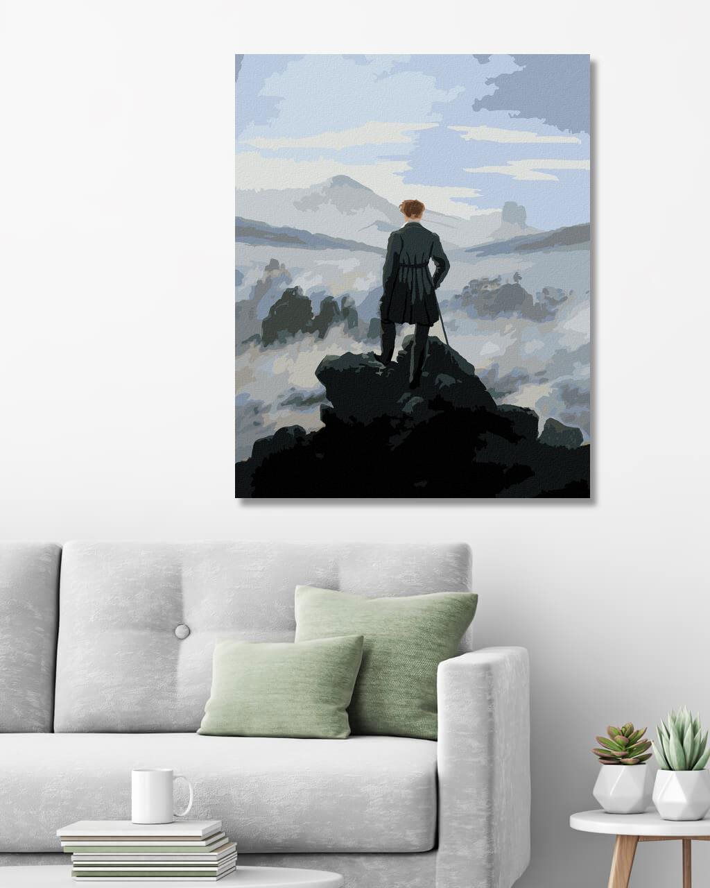 Maľovanie podľa čísel – Pútnik nad morom hmly (C. D. Friedrich), 40 × 50 cm, napnuté plátno na rám