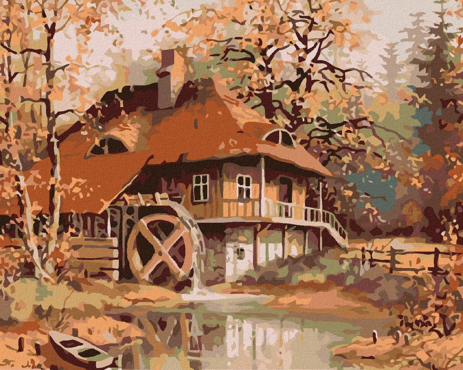 Maľovanie podľa čísel – Starý mlyn, 50 × 40 cm, plátno napnuté na ráme