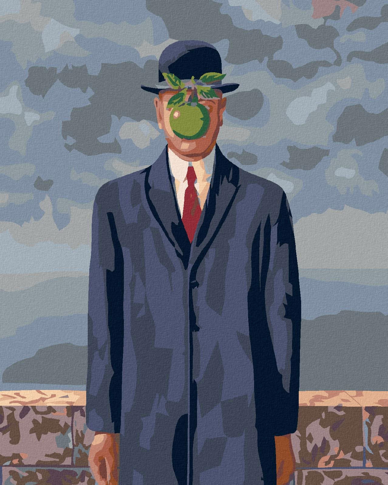 Maľovanie podľa čísel – Syn človeka (René Magritte), 80 × 100 cm, bez rámu a bez napnutia plátna
