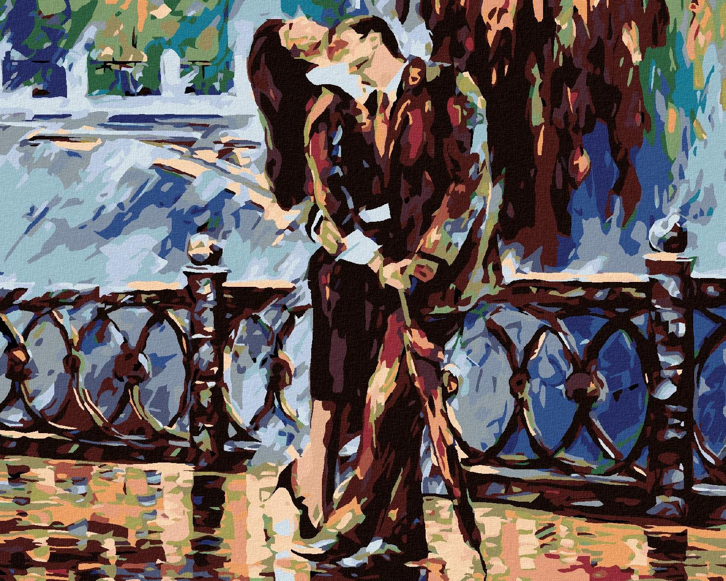Maľovanie podľa čísel - Vášnivý pár v čiernom, 50 x 40 cm, napnuté plátno na ráme