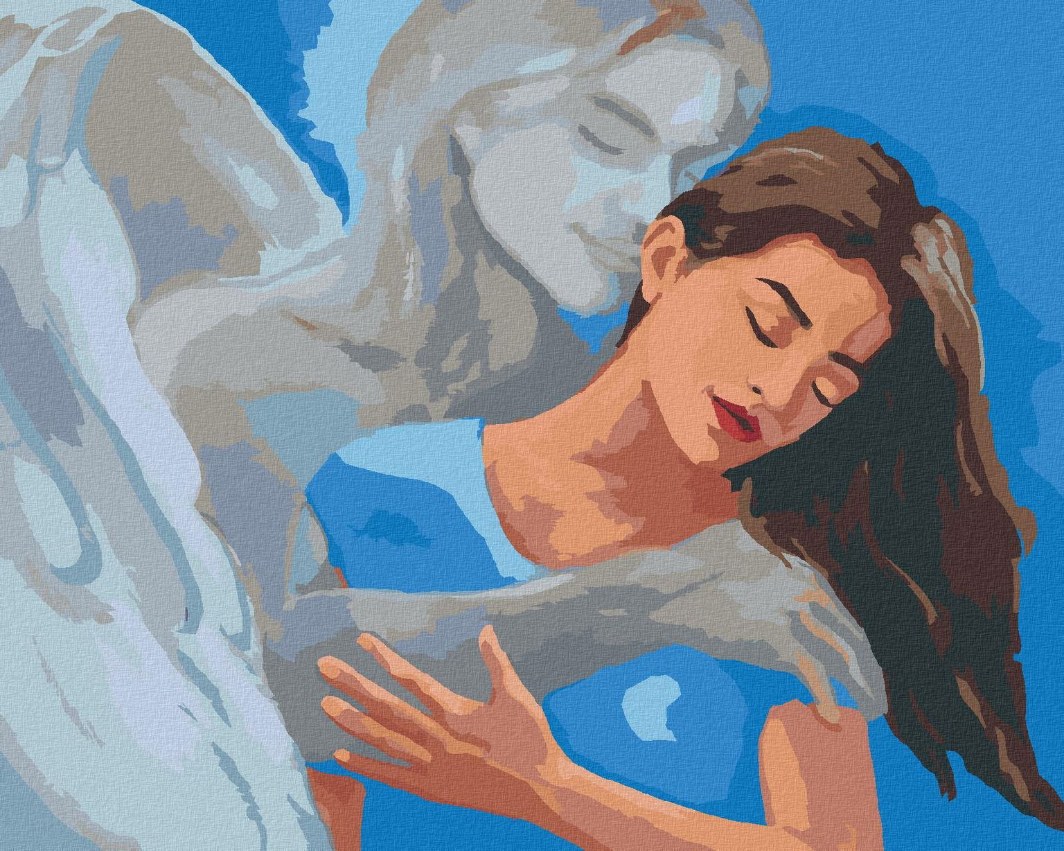 Maľovanie podľa čísel – Žena v objatí anjela, 80 × 100 cm, napnuté plátno na rám