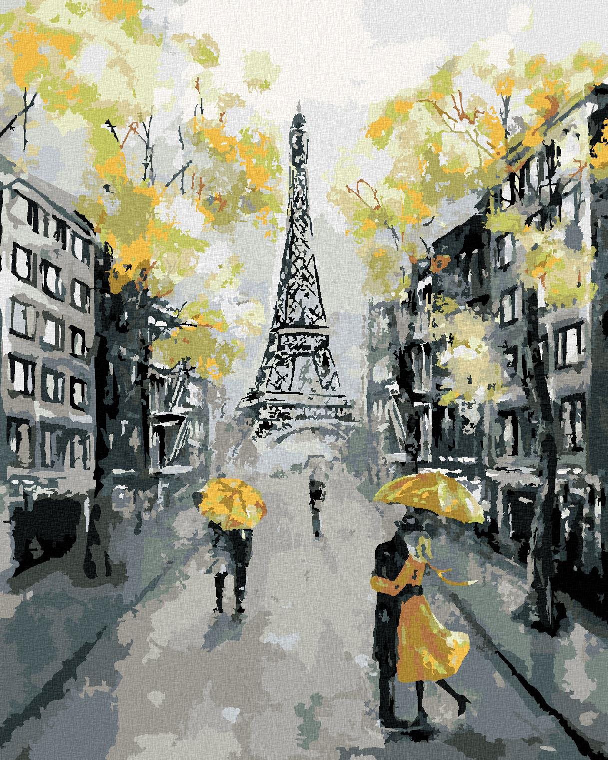 Maľovanie podľa čísel – Žltý Paríž, 80 × 100 cm, napnuté plátno na rám