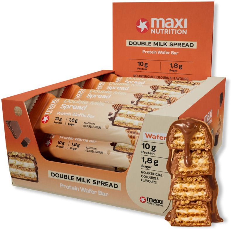 MaxiNutrition Waffle protein bar Double Milk 12 × 39 g