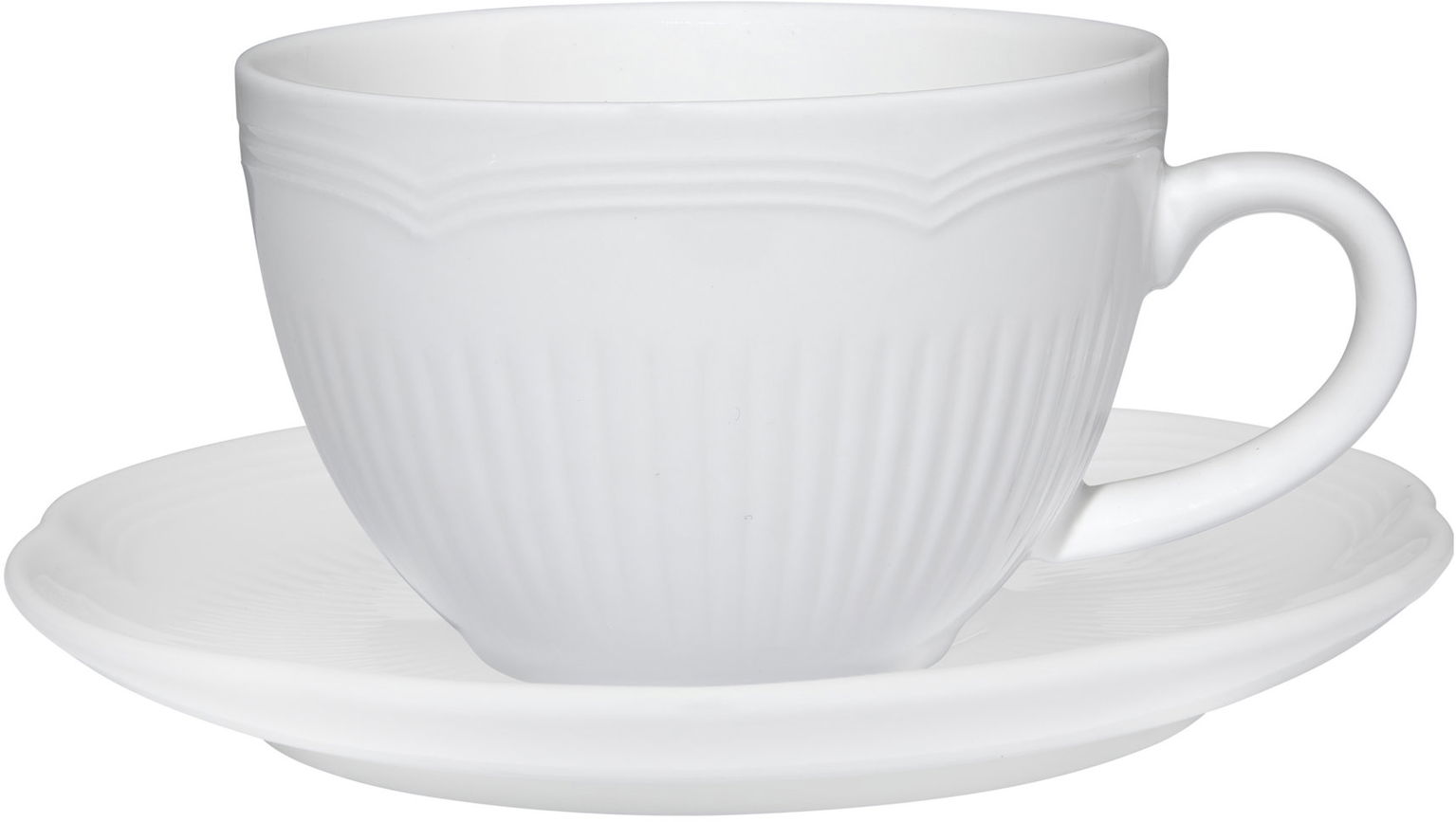 Maxwell & Williams White Basics Rococo Súprava espresso šálok s tanierikmi 90 ml 4 ks