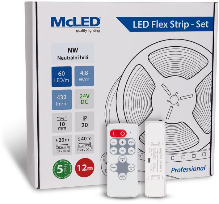 McLED Sada LED pásik 12 m s ovládačom, NW, 4,8 W/m