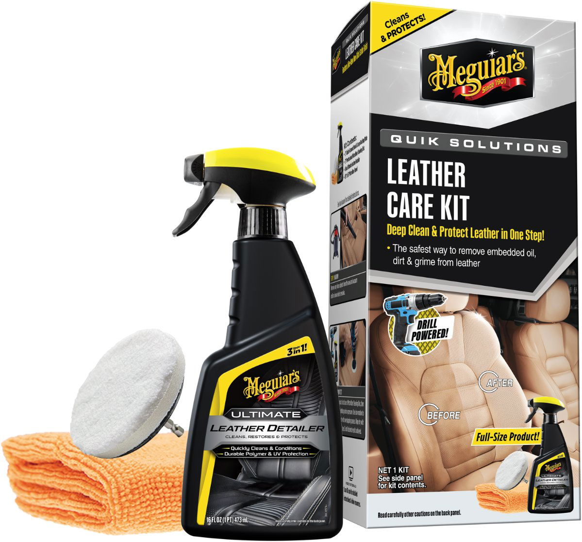 Meguiar's Quik Solutions Leather Care Kit – kožené povrchy