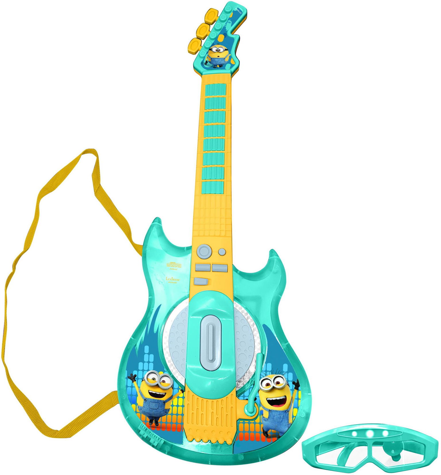 Minioni Electronická svietiaca gitara s mikrofónom v tvare okuliarov