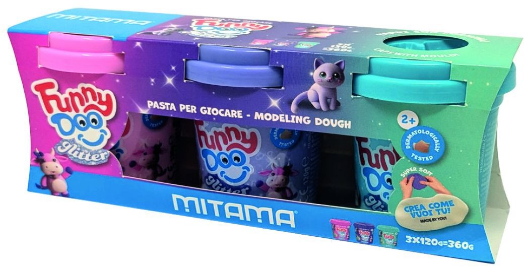 MITAMA FUNNY DOO súprava 3 farieb s trblietkami, 3× 120 g