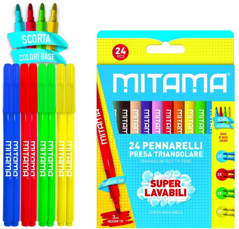 MITAMA umývateľné, 3 mm, trojhranné – sada 24 ks