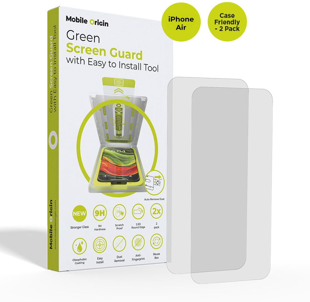 Mobile Origin Screen Guard With Easy Applicator case friendly 2 Pack iPhone Air