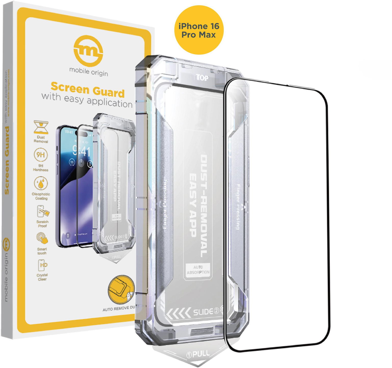 Mobile Origin Yellow Screen Guard With Easy Application iPhone 16 Pro Max