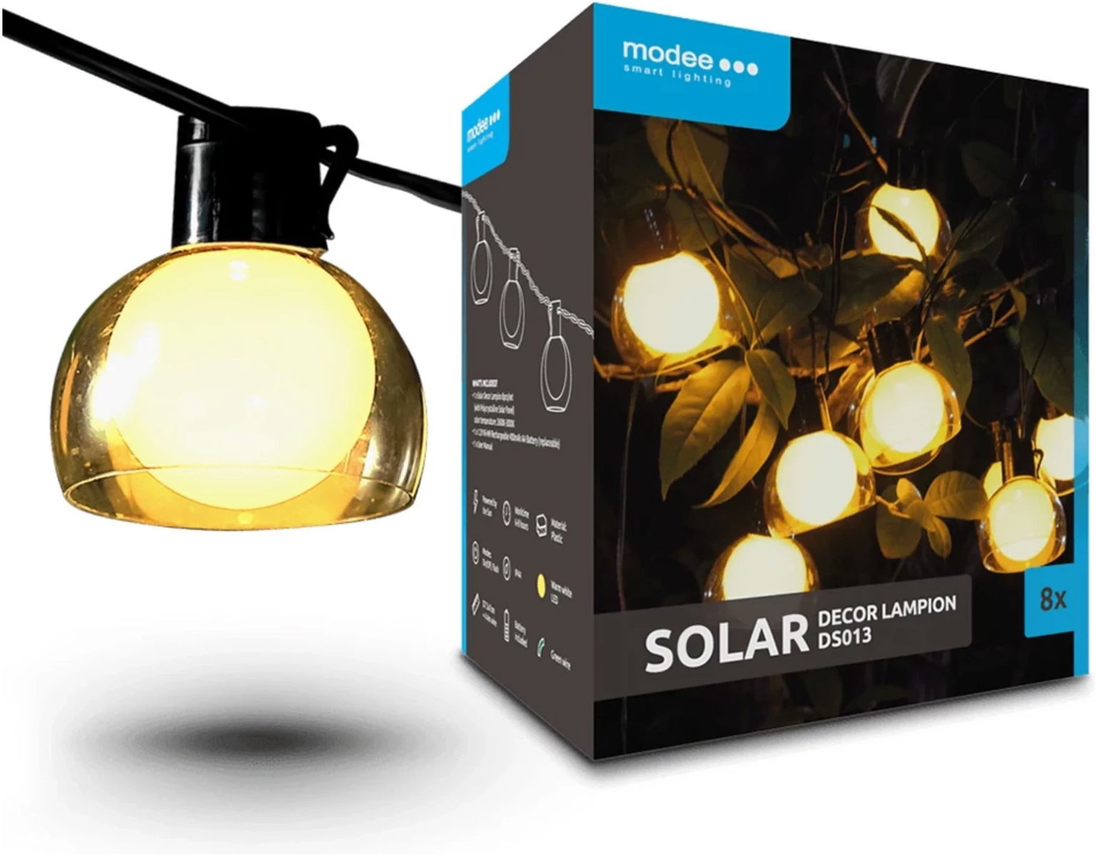 Modee Lightning Solárne svietidlo DS013 8 ks 4,4 m