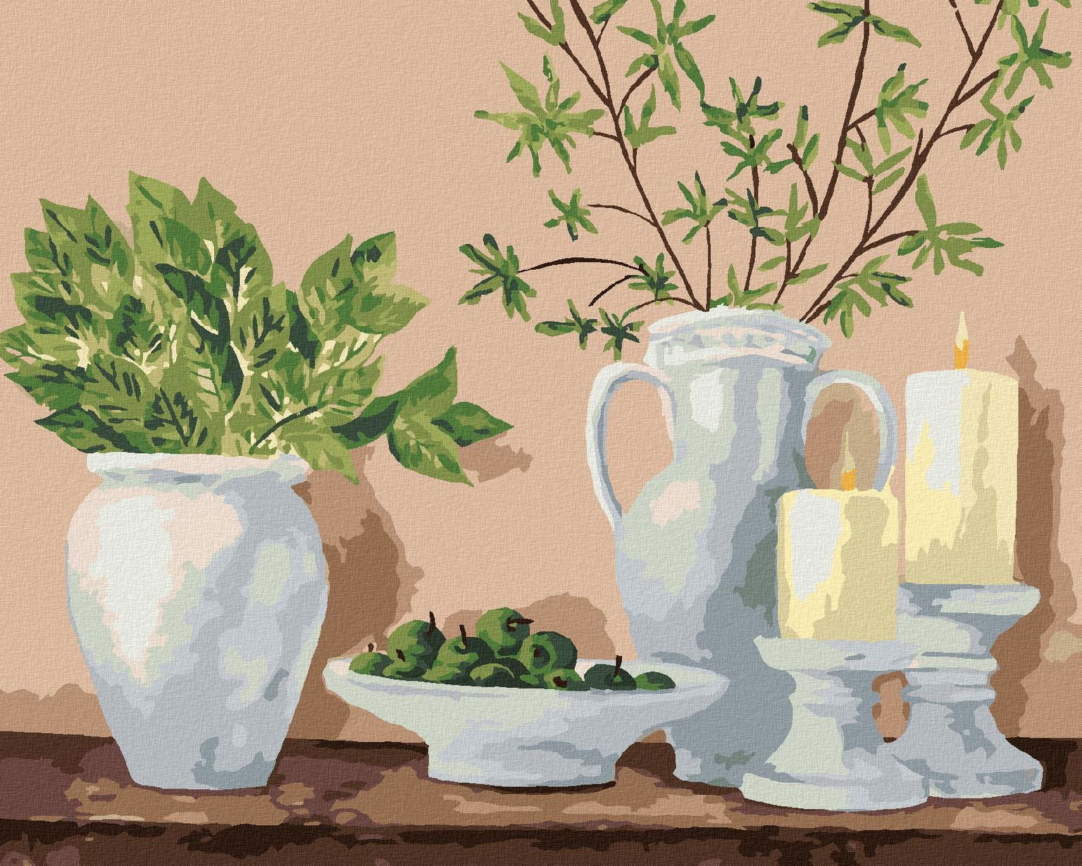 Moderná keramika v jemných odtieňoch, 40×50 cm, bez rámu a bez vypnutia plátna