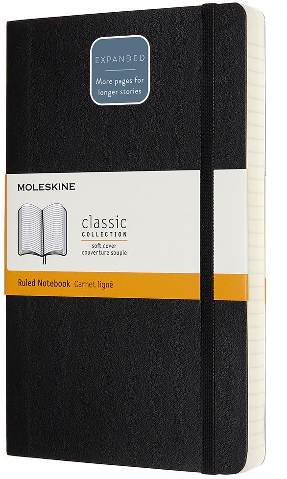 MOLESKINE L expanded, mäkké dosky, linkovaný, čierny