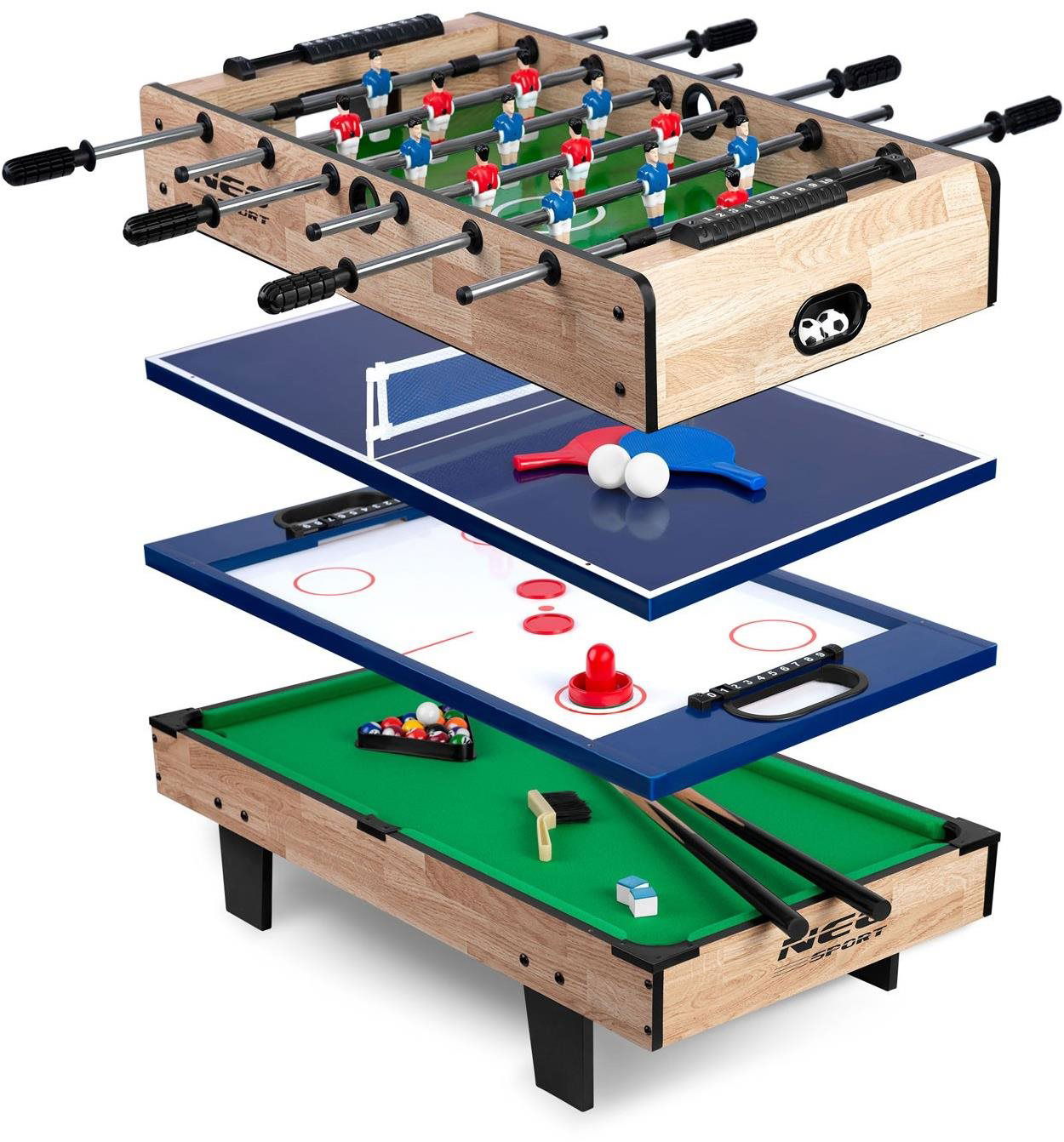 Neo-Sport Herný stôl Multi 4 v 1 NS-800 drevený 80 × 43 × 30 cm