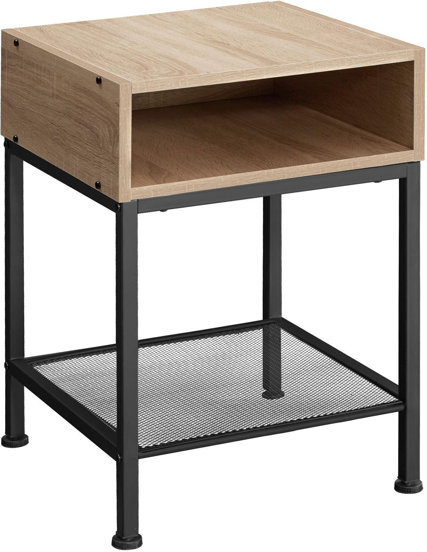 Nočný stolík Harlow 40,5 × 40,5 × 52,5 cm – Industrial svetlé drevo, dub Sonoma