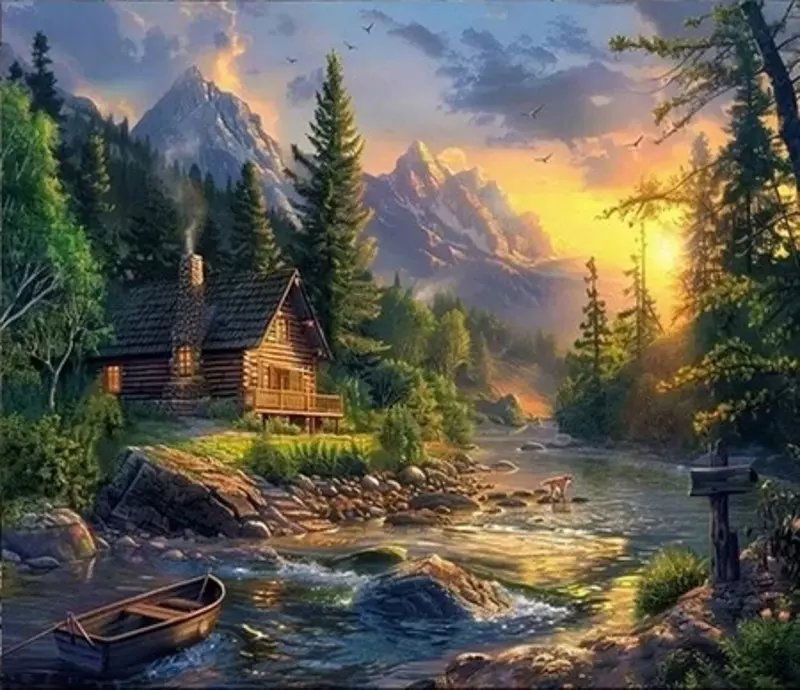 Norimpex Chata pri brode 30 × 40 cm