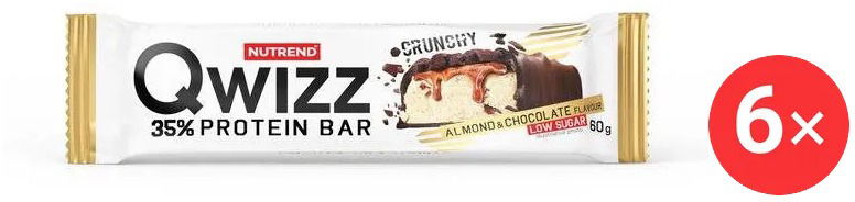 Nutrend QWIZZ Protein Bar, 6 × 60 g, mandle + čokoláda